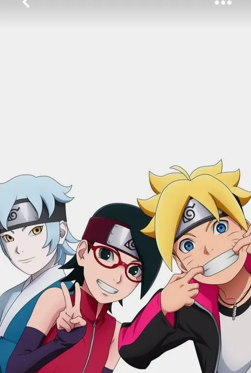 Tim 7 Generasi Baru Boruto, Sarada, dan Mitsuki berpose bersama