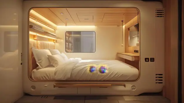 Kamar kapsul nyaman untuk nonton anime Gambar kamar hotel kapsul yang nyaman dengan televisi