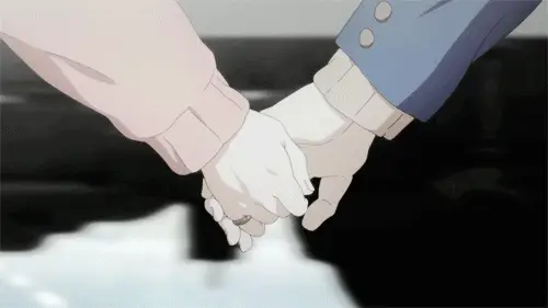 Sakura dan Haruki menikmati waktu bersama Gambar pasangan anime bergandengan tangan