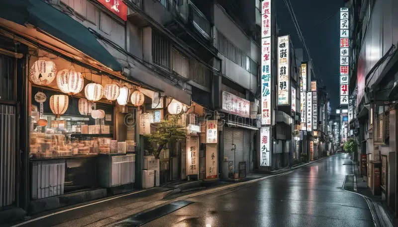 Suasana kota Tokyo yang menjadi latar belakang cerita Nana Pemandangan malam kota Tokyo bergaya anime