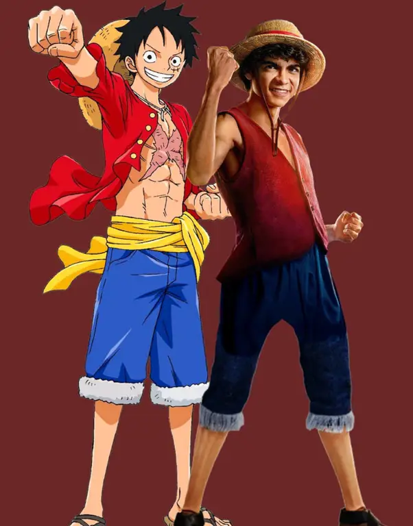 Luffy dan Kru Menikmati Anime Gambar Luffy dan kru Topi Jerami menonton anime di layar