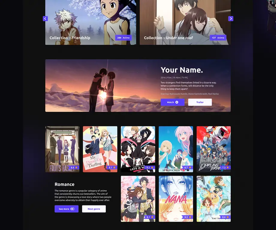 Contoh antarmuka situs streaming anime Antarmuka situs streaming anime
