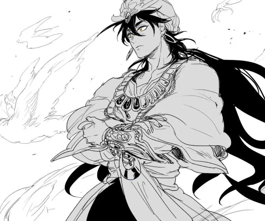 Gambar Sinbad, salah satu karakter utama dalam anime Magi