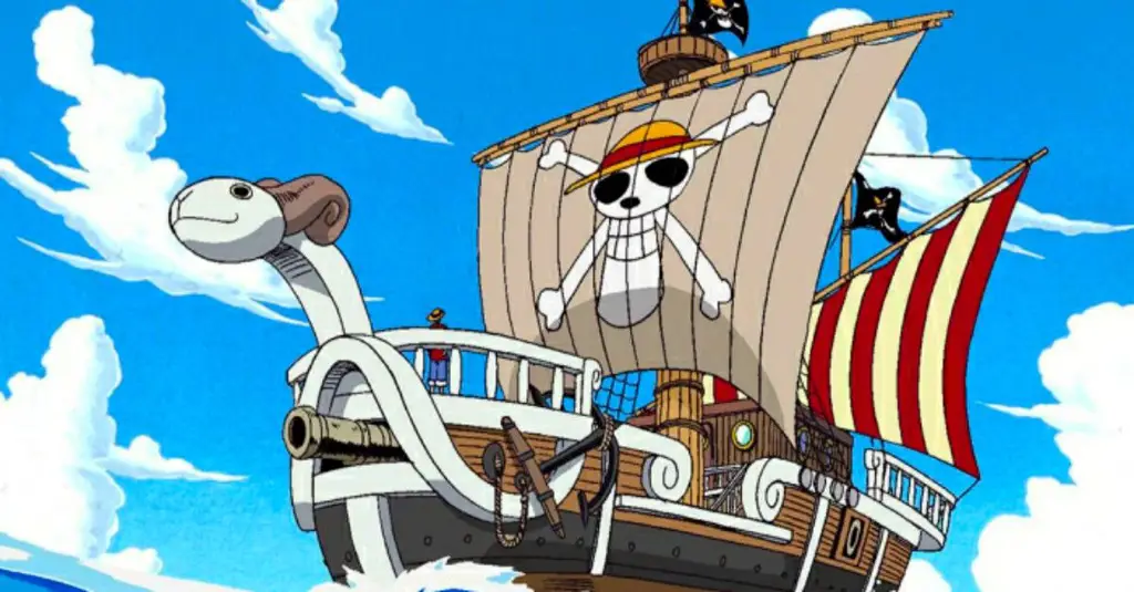 Kapal ikonik Going Merry dalam perjalanan petualangan One Piece Gambar kapal Going Merry