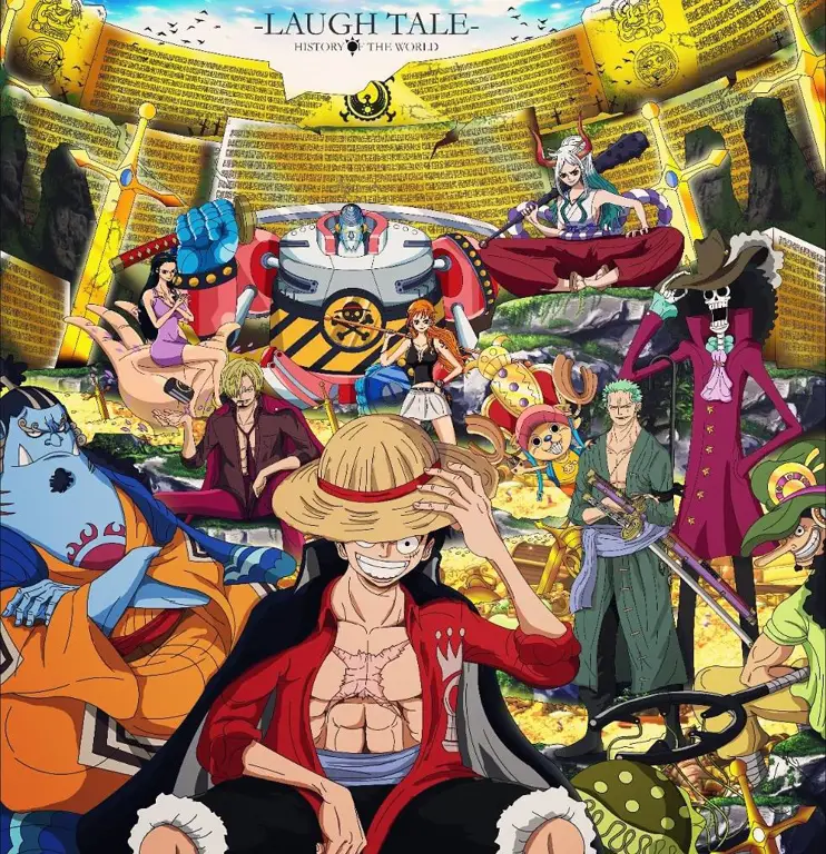 Kemenangan Kru Topi Jerami Gambar Luffy dan kru Topi Jerami sedang merayakan kemenangan