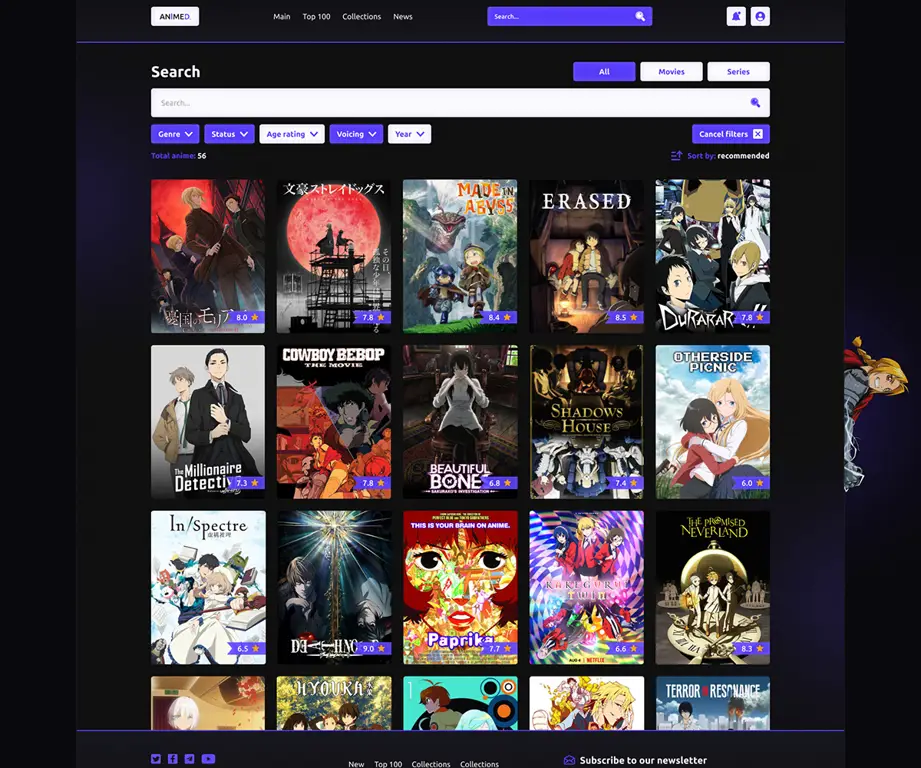 Kemudahan Akses dan Navigasi Antarmuka situs streaming anime