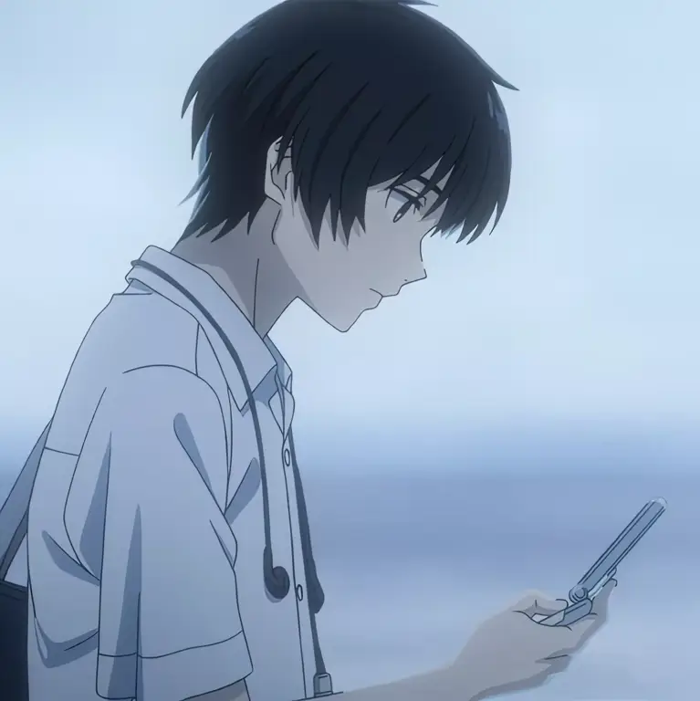 Menikmati Anime di Smartphone Ilustrasi penonton anime menggunakan smartphone