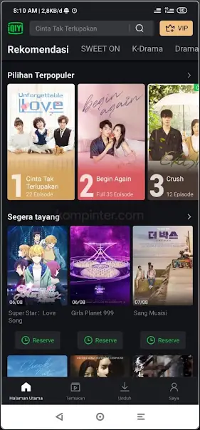 Antarmuka Aplikasi Anime Sub Indo di iPhone Gambar antarmuka aplikasi streaming anime di iPhone