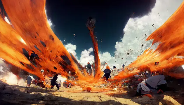 Adegan Aksi yang Epik Gambar adegan aksi Naruto Shippuden yang menegangkan