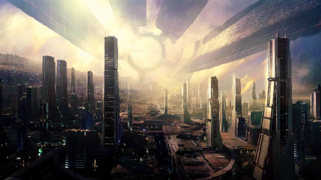 Latar dunia Ai no Kusabi Ilustrasi latar kota futuristik seperti dalam anime Ai no Kusabi