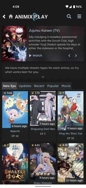 Menikmati Anime di Ponsel Android Seseorang menonton anime di ponsel Android