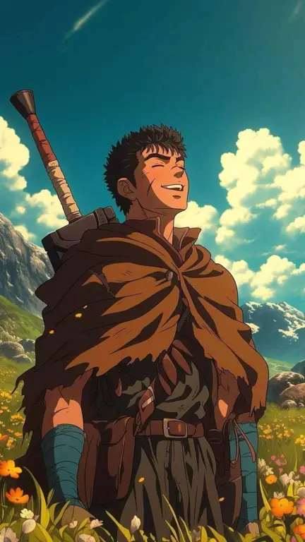 Pemandangan epik dalam dunia Berserk Gambar pemandangan dari anime Berserk