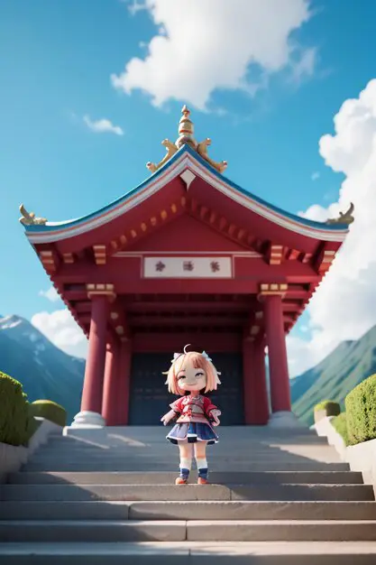 Kehidupan sehari-hari di kuil Gambar karakter anime di sebuah kuil