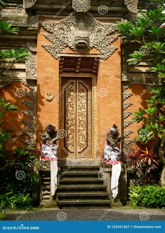Suasana tenang dan spiritual Pemandangan damai dengan sebuah kuil Buddha