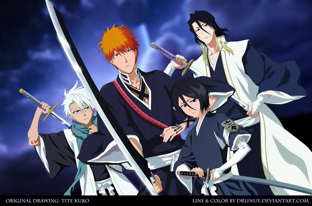Ichigo dan teman-temannya Grup karakter utama Bleach berkumpul