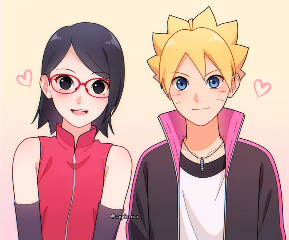 Persahabatan Boruto dan Sarada Gambar Boruto dan Sarada sedang berlatih bersama