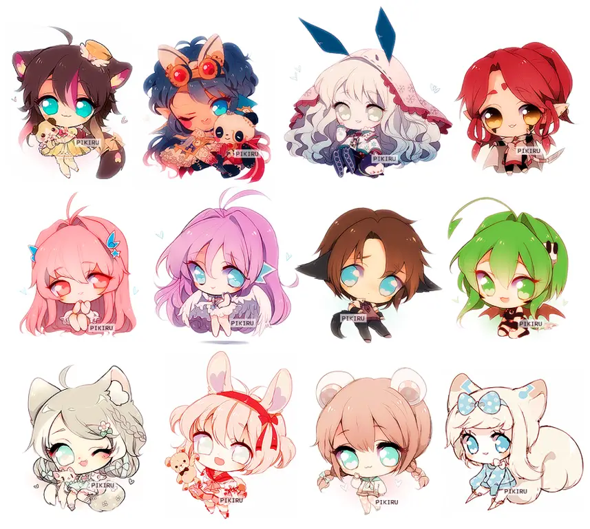 Karakter-karakter Anime Chibi yang Menggemaskan Gambar sekelompok karakter anime chibi