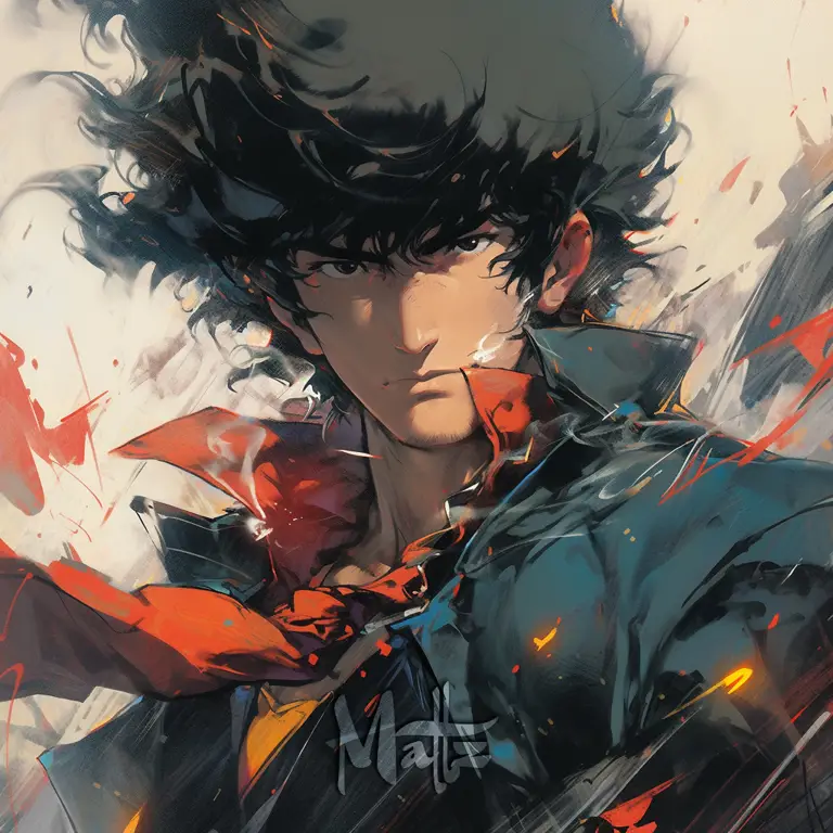 Spike Spiegel, sang pemburu hadiah yang karismatik Gambar Spike Spiegel, karakter utama dalam anime Cowboy Bebop