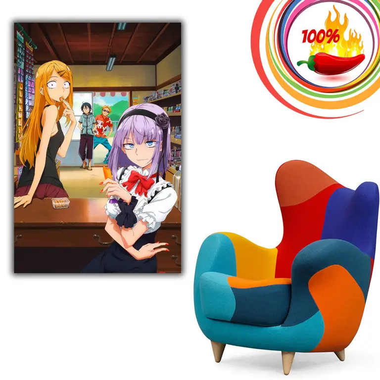 Poster Resmi Anime Dagashi Kashi Poster anime Dagashi Kashi yang menampilkan karakter utamanya.