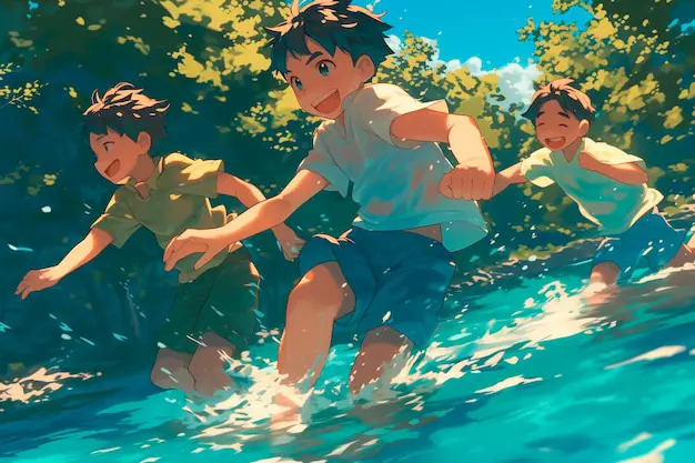 Menonton anime bersama teman Sekelompok penggemar anime menonton bersama