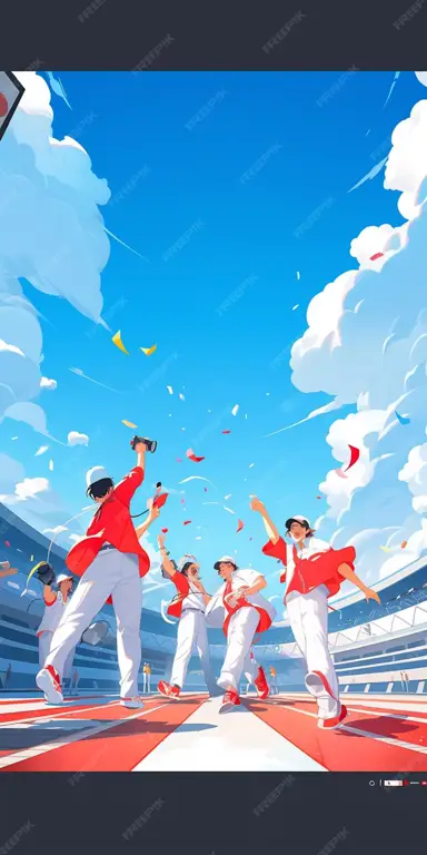 Pertandingan sengit di lapangan Stadion baseball bergaya anime
