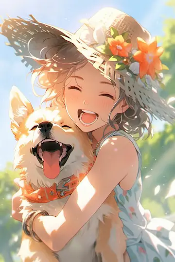 Gambar anjing imut bergaya anime