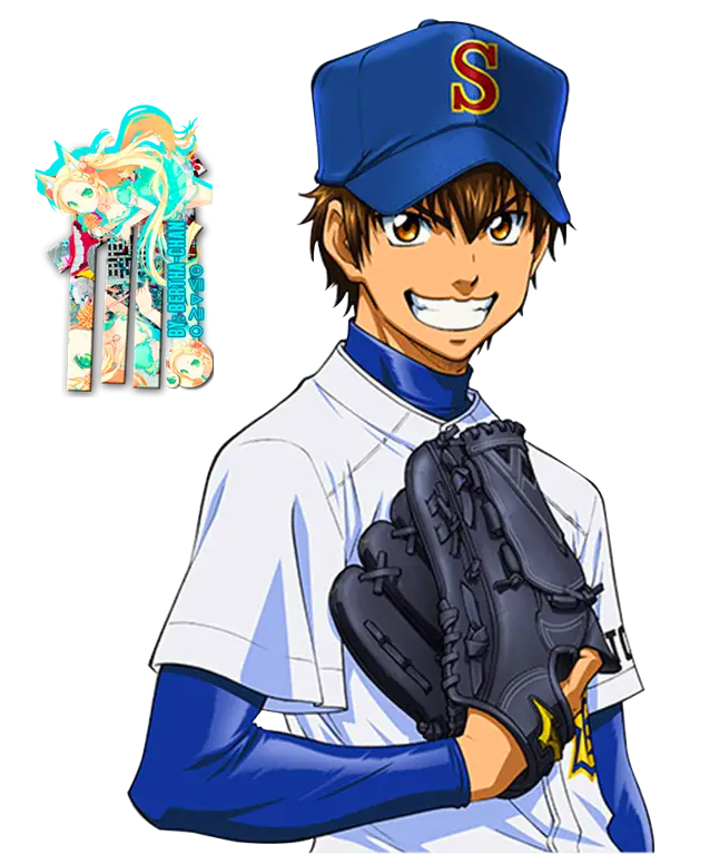 Karakter utama Sawamura Eijun dalam anime Diamond no Ace Gambar Sawamura Eijun, karakter utama Diamond no Ace