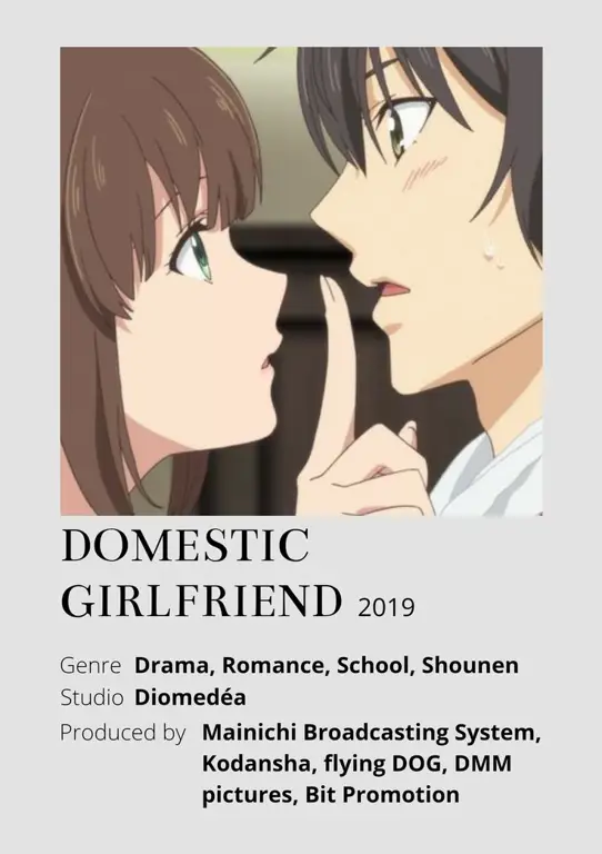 Interaksi antara Natsuo, Hina, dan Rui Gambar karakter-karakter Domestic Girlfriend berinteraksi