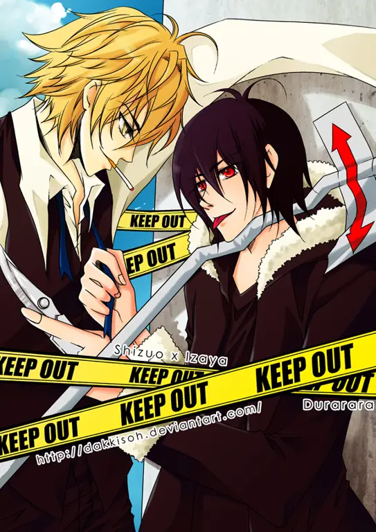 Izaya dan Shizuo Karakter Izaya dan Shizuo dari anime Durarara!!