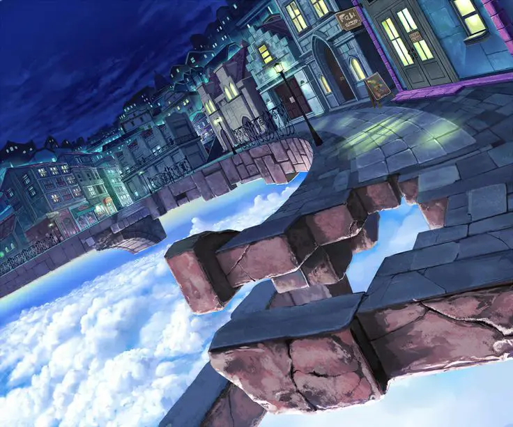 Suasana sekolah tua yang misterius Pemandangan senja di sekolah dalam anime Dusk Maiden of Amnesia