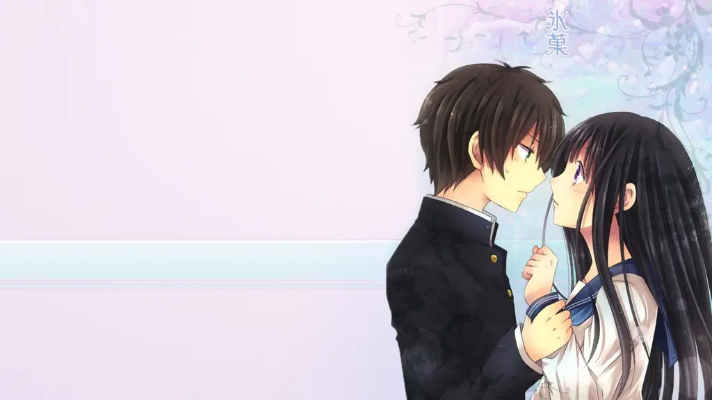 Karakter utama anime Hyouka Houtarou Oreki dan Eru Chitanda