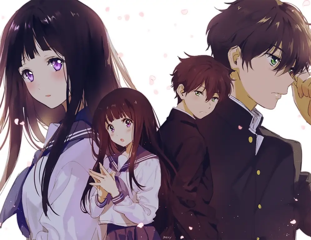 Chitanda dan Oreki, dua karakter utama Hyouka Karakter Chitanda dan Oreki dari Hyouka