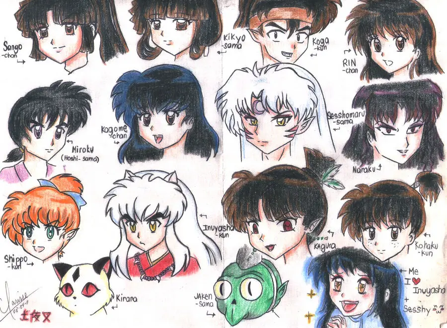 Karakter-karakter utama Inuyasha Gambar grup karakter Inuyasha