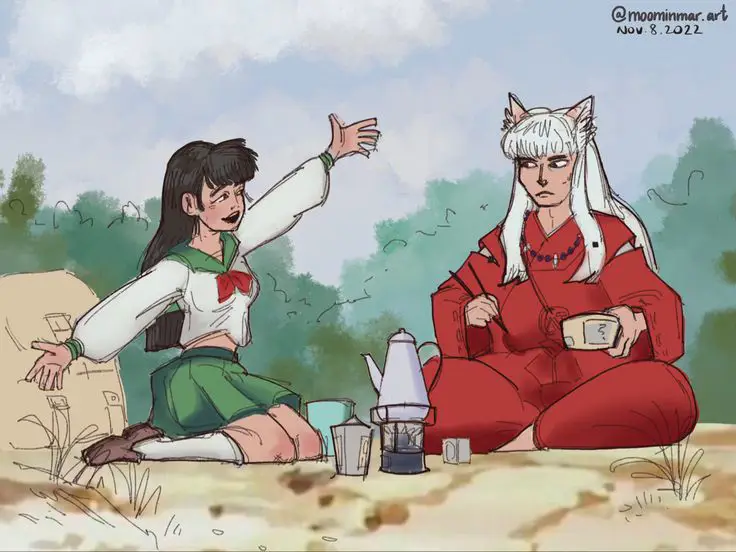 Momen romantis antara Inuyasha dan Kagome Gambar Inuyasha dan Kagome