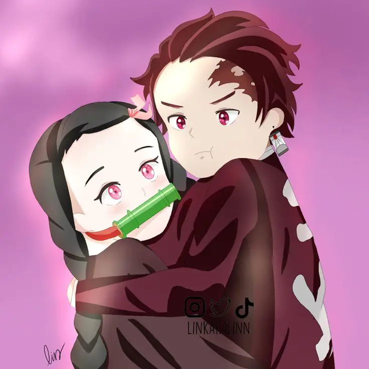 Tanjiro dan Nezuko dalam petualangan mereka Gambar Tanjiro dan Nezuko