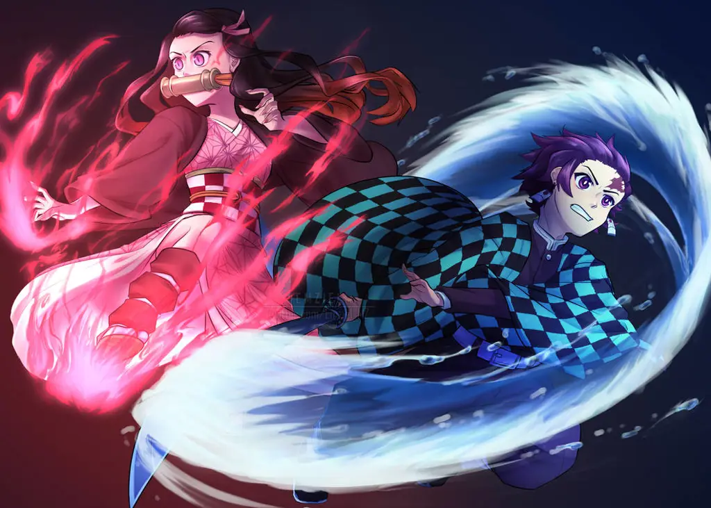 Tanjiro dan Nezuko Tanjiro dan Nezuko dalam Kimetsu no Yaiba season 2