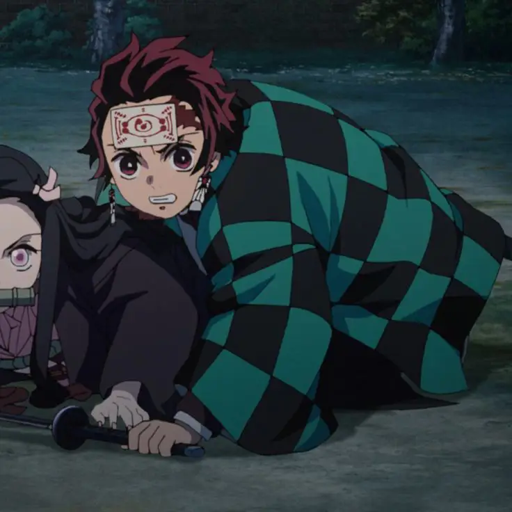 Tanjiro dan Nezuko menikmati anime Tanjiro dan Nezuko menonton anime bersama