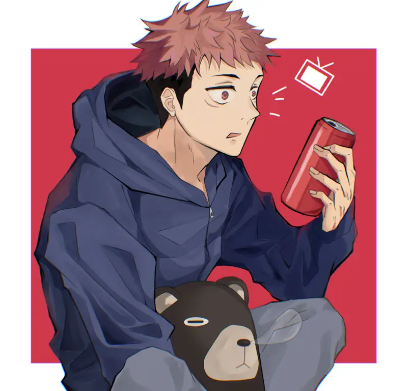 Itadori Yuji dalam aksinya Itadori Yuji, karakter utama dalam anime Jujutsu Kaisen