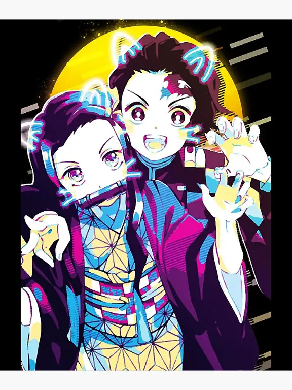 Tanjiro dan Nezuko, dua karakter utama dalam Kimetsu no Yaiba Gambar Tanjiro dan Nezuko Kamado