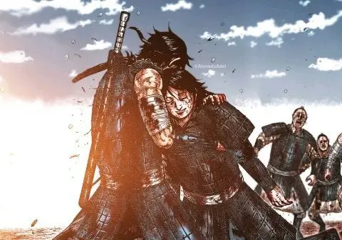 Pertempuran yang Menentukan Nasib Kerajaan Adegan pertempuran besar-besaran dalam anime Kingdom season 3.