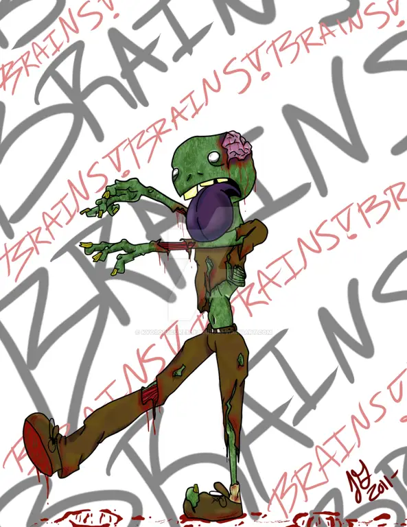 Seni Anime Bertema Zombie yang Mengerikan Gambar seni anime bertema zombie