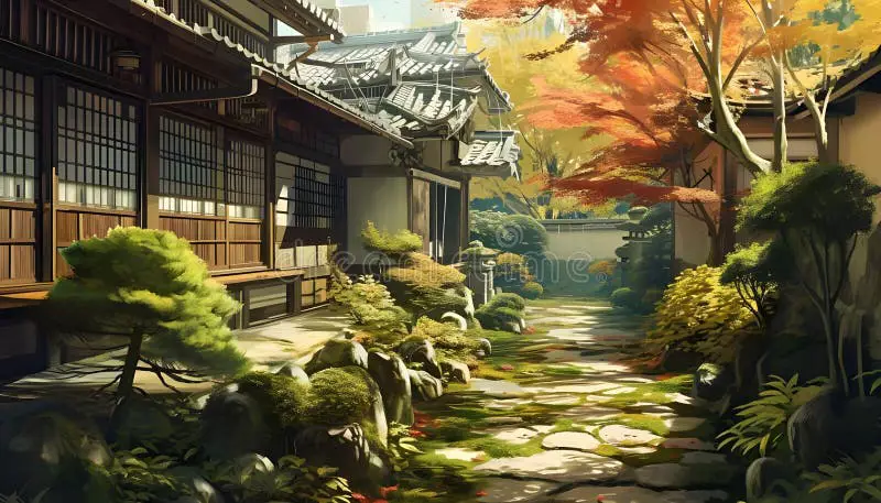 Keindahan visual Kotonoha no Niwa Pemandangan taman Jepang yang indah dalam gaya anime