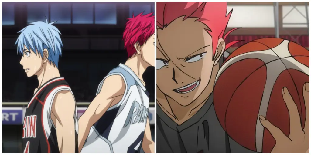 Adegan pertandingan basket seru dari anime Kuroko no Basket Gambar adegan basket dari anime Kuroko no Basket