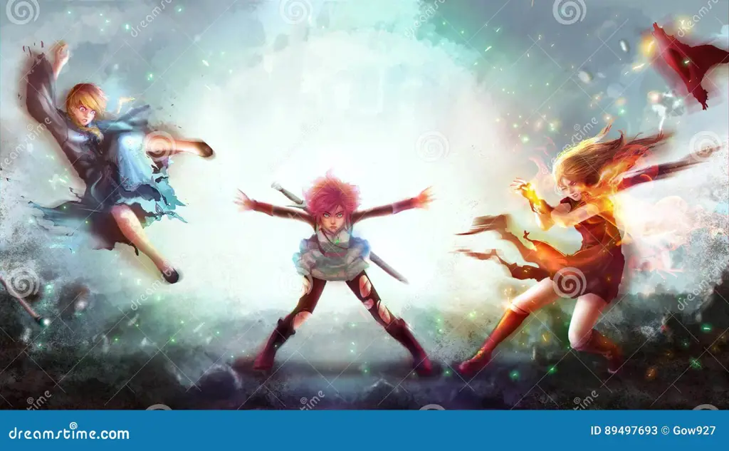 Adegan pertarungan sihir dalam anime Karakter anime bertarung menggunakan sihir