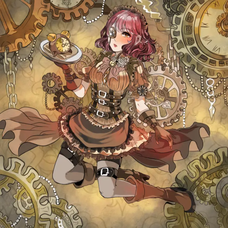Gambar ilustrasi yang menggambarkan tema steampunk dalam anime Ilustrasi anime bergaya steampunk