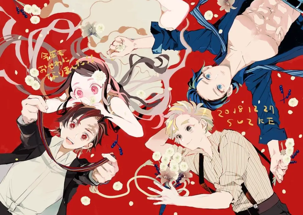 Teman-teman sedang menikmati anime bersama Karakter anime sedang menonton anime bersama