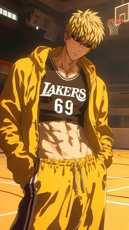 Lapangan basket tempat pertarungan sengit terjadi Gambar lapangan basket bergaya anime