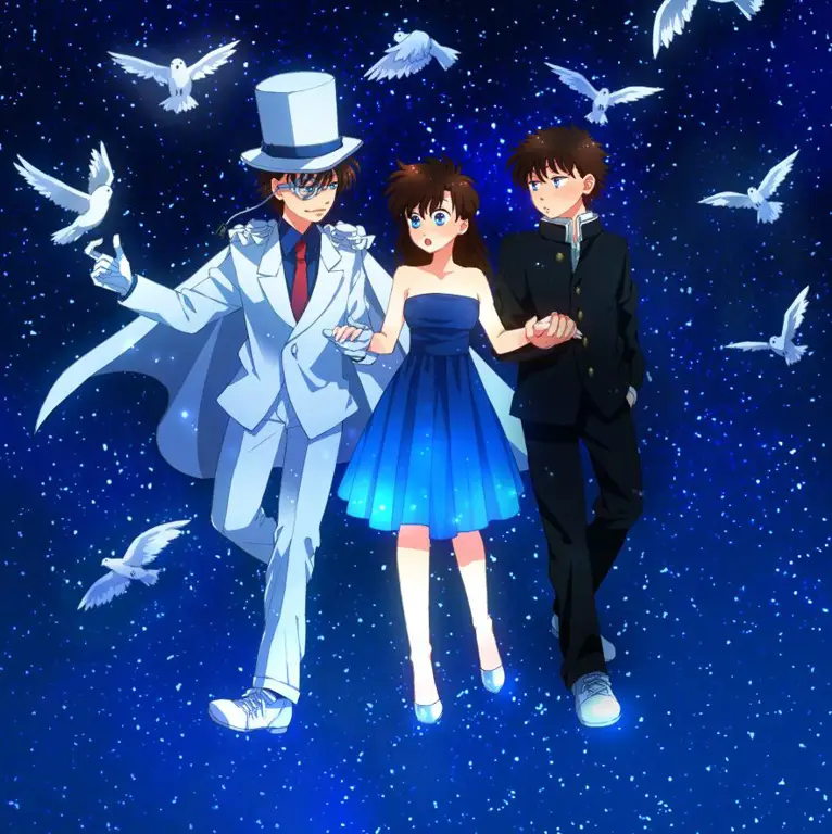 Kaito Kid dan Aoko: Kisah Persahabatan dan Misteri Kaito Kid dan Nakamori Aoko dalam sebuah adegan.