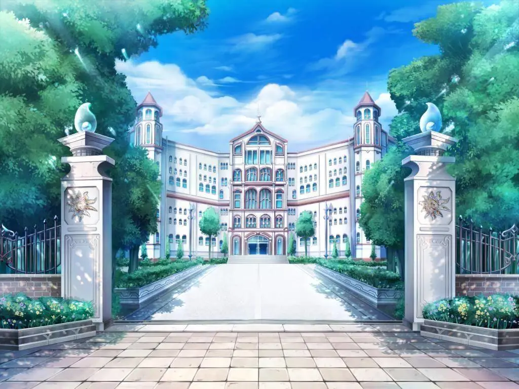 Suasana sekolah dalam anime Mahouka Koukou no Rettousei Gambar pemandangan sekolah bergaya Jepang
