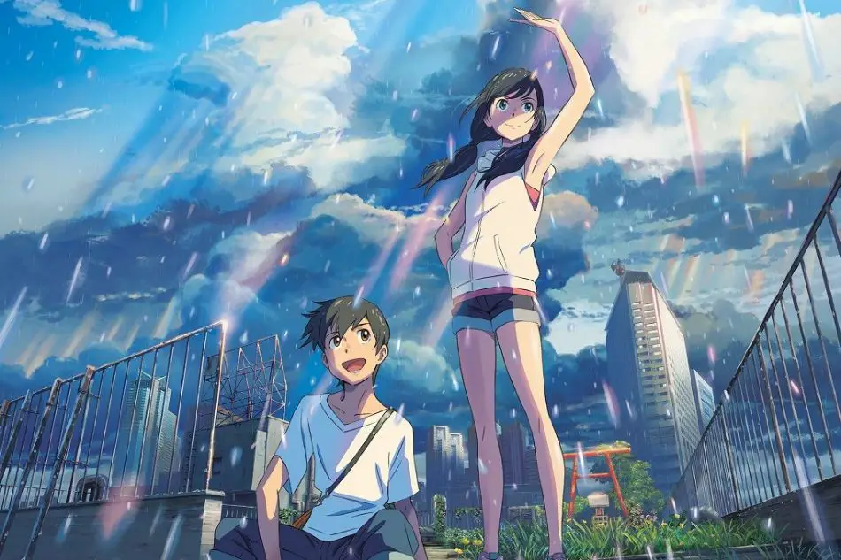 Tokyo di Weathering With You Adegan anime Weathering With You yang menampilkan pemandangan kota Tokyo yang hujan